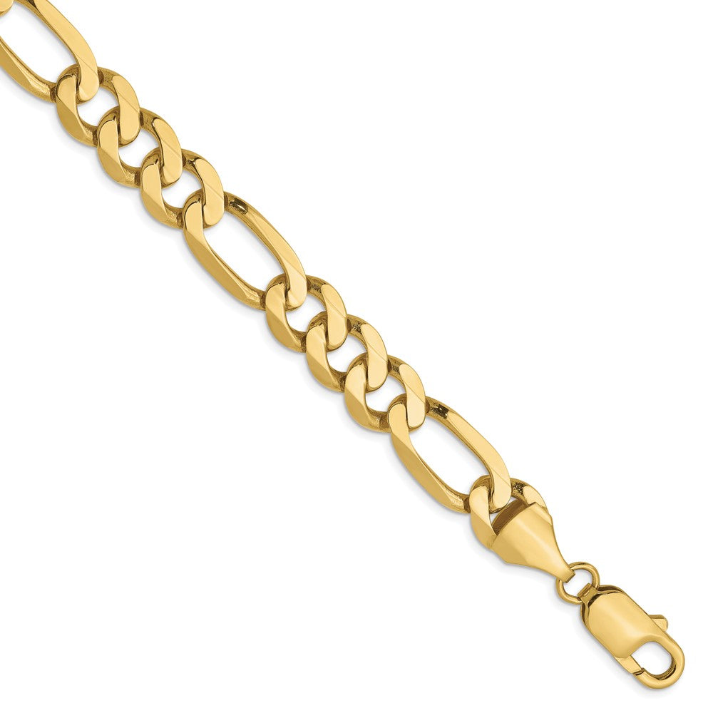8 Inch 10K Yellow Gold 8.75mm Flat Figaro Chain Bracelet