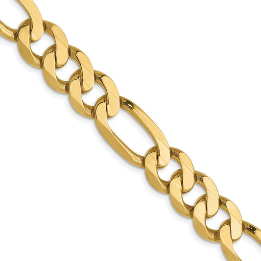 24 Inch 10K Yellow Gold 8.75mm Flat Figaro Chain Necklace