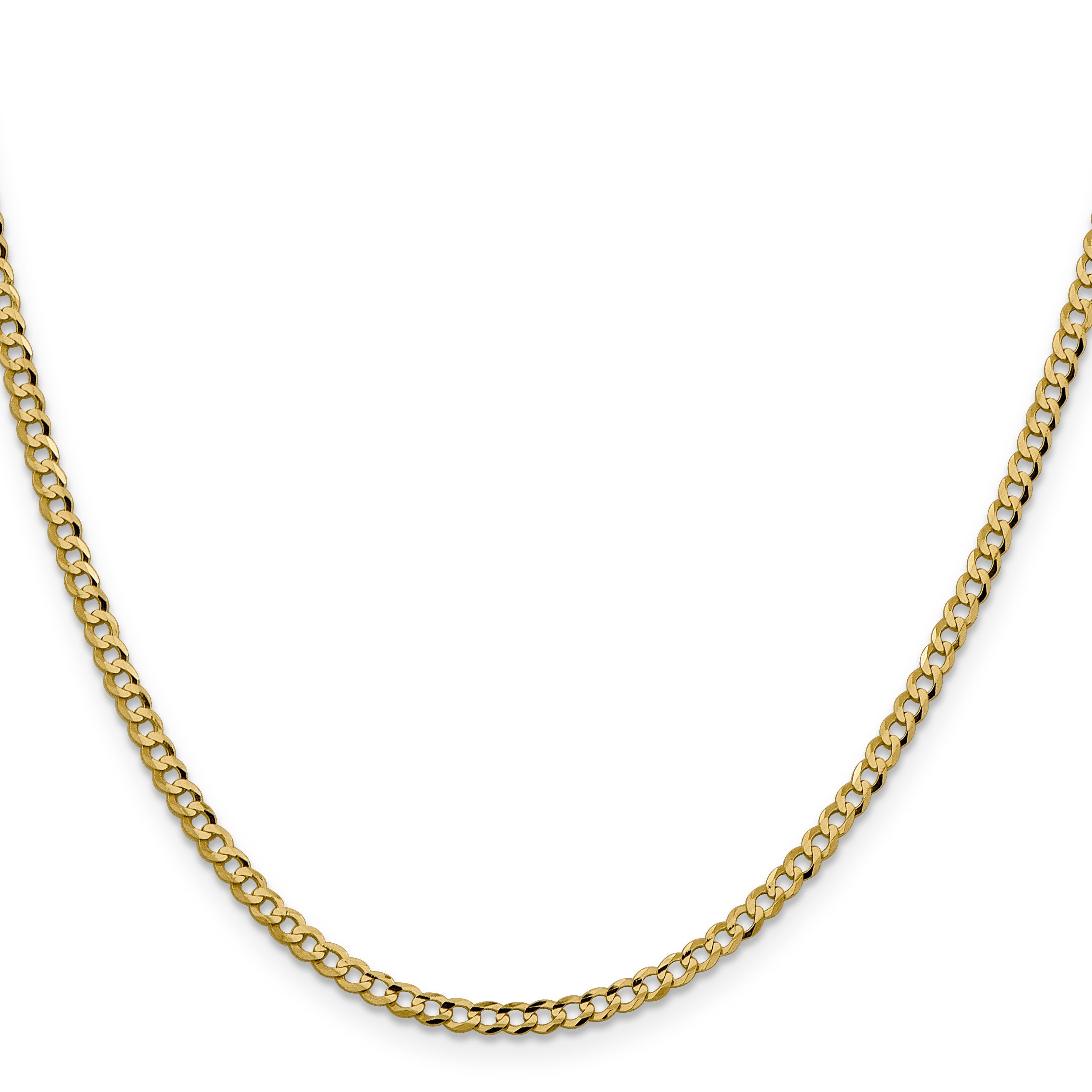 22 Inch 10K Yellow Gold 3.1mm Lightweight Flat Cuban Chain Necklace