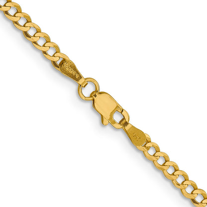 22 Inch 10K Yellow Gold 3.1mm Lightweight Flat Cuban Chain Necklace