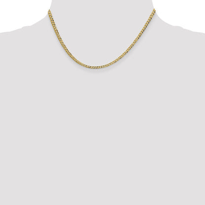 16 Inch 10K Yellow Gold 3.1mm Lightweight Flat Cuban Chain Necklace