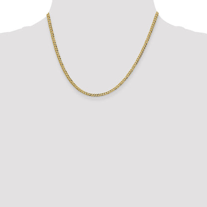 18 Inch 10K Yellow Gold 3.1mm Lightweight Flat Cuban Chain Necklace