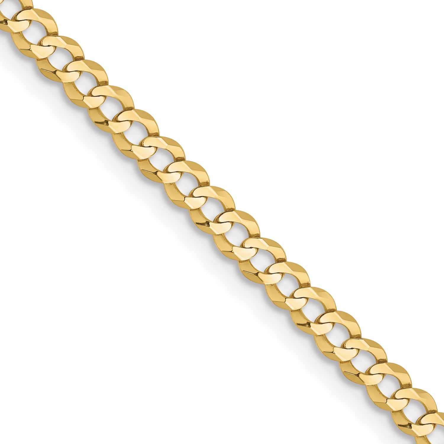18 Inch 10K Yellow Gold 3.1mm Lightweight Flat Cuban Chain Necklace