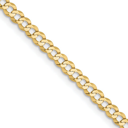 18 Inch 10K Yellow Gold 3.1mm Lightweight Flat Cuban Chain Necklace