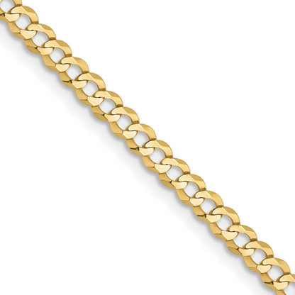 2 Inch 10K Yellow Gold 3.1mm Lightweight Flat Cuban Chain Necklace