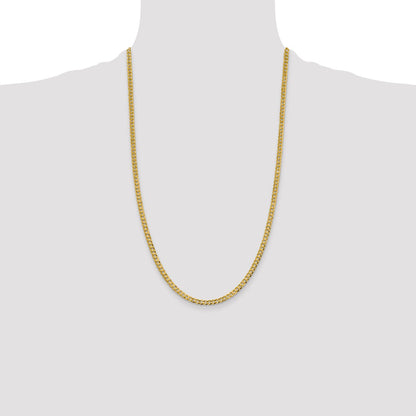 26 Inch 10K Yellow Gold 3.7mm Lightweight Flat Cuban Chain Necklace