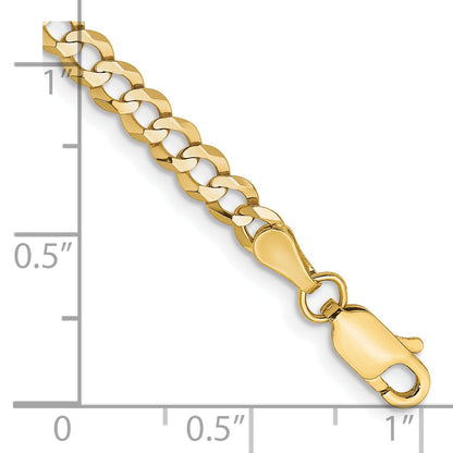 8 Inch 10K Yellow Gold 3.7mm Lightweight Flat Cuban Chain Bracelet