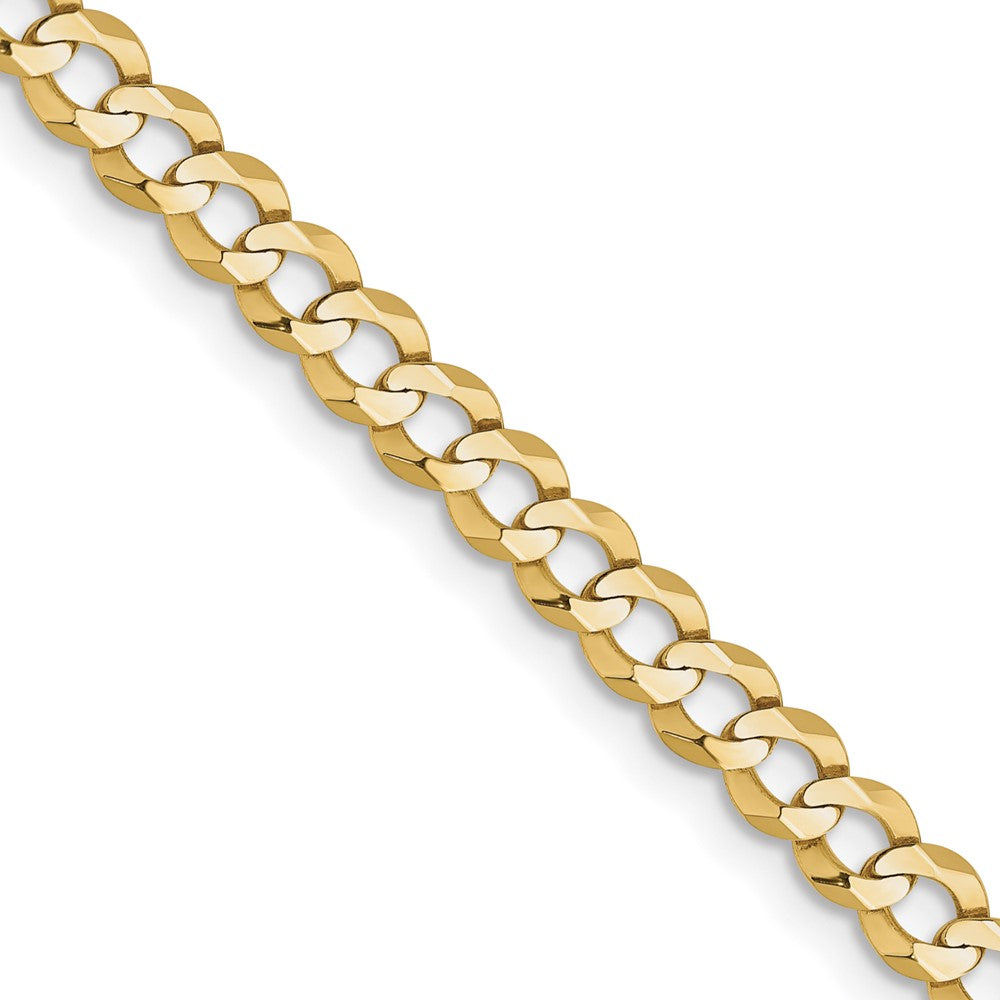 24 Inch 10K Yellow Gold 3.7mm Lightweight Flat Cuban Chain Necklace