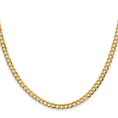 26 Inch 10K Yellow Gold 4.7mm Lightweight Flat Cuban Chain Necklace