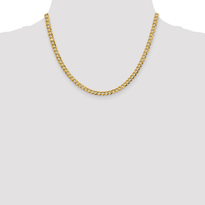 18 Inch 10K Yellow Gold 4.7mm Lightweight Flat Cuban Chain Necklace