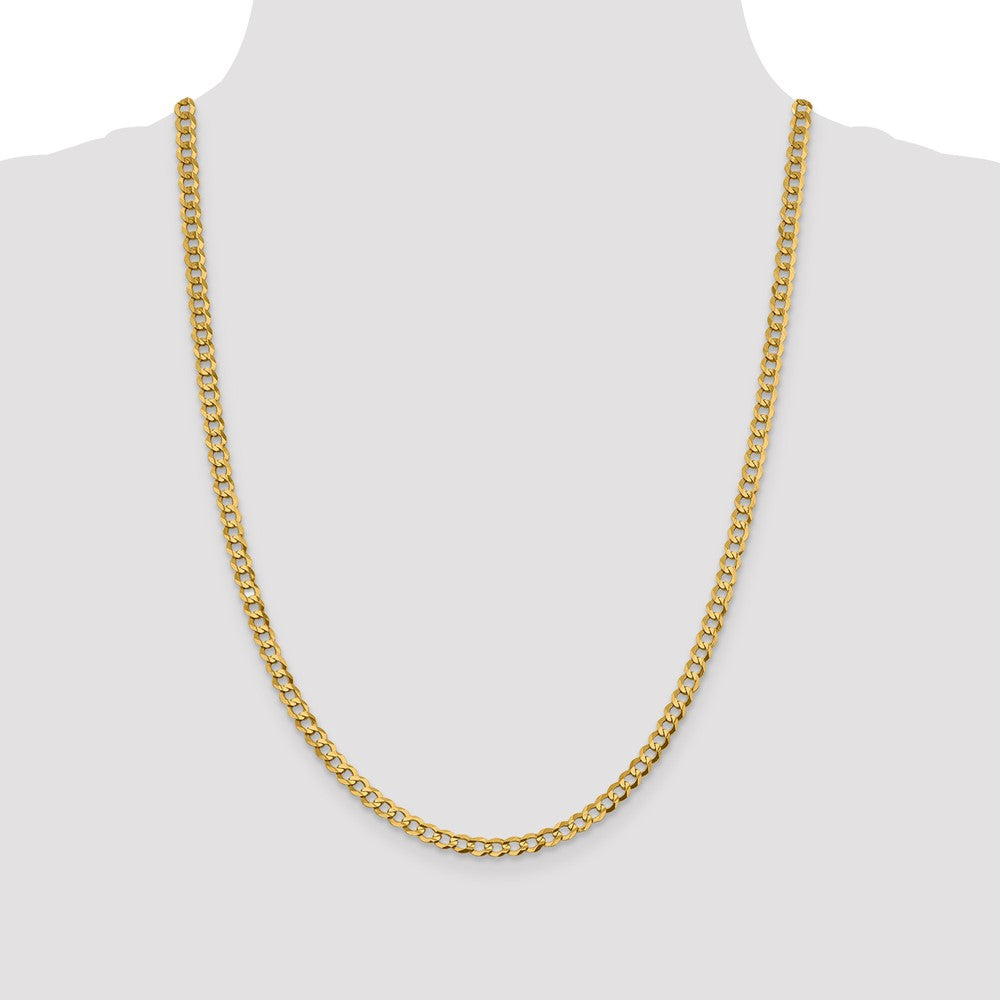 24 Inch 10K Yellow Gold 4.7mm Lightweight Flat Cuban Chain Necklace