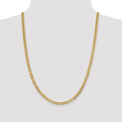 24 Inch 10K Yellow Gold 4.7mm Lightweight Flat Cuban Chain Necklace