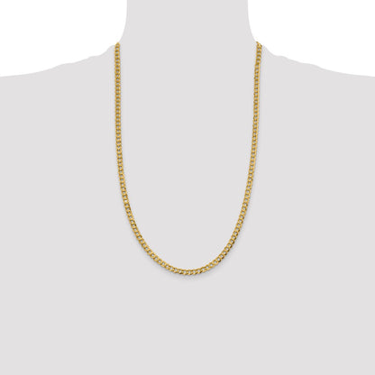26 Inch 10K Yellow Gold 4.7mm Lightweight Flat Cuban Chain Necklace