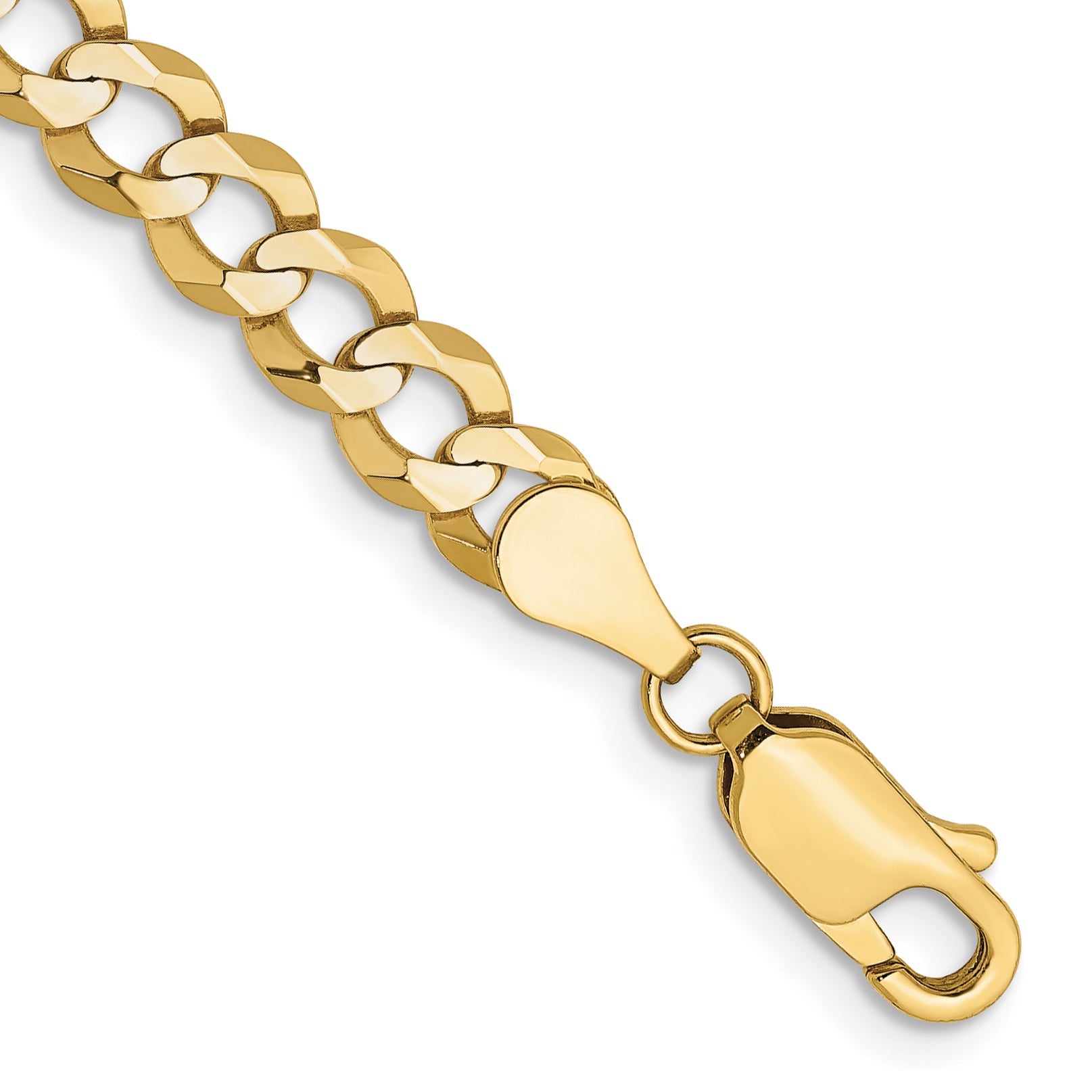 8 Inch 10K Yellow Gold 4.7mm Lightweight Flat Cuban Chain Bracelet