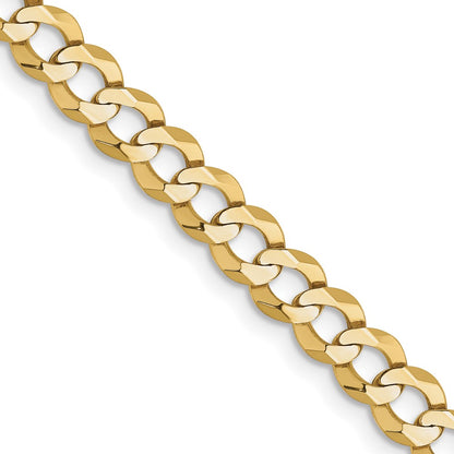 18 Inch 10K Yellow Gold 4.7mm Lightweight Flat Cuban Chain Necklace