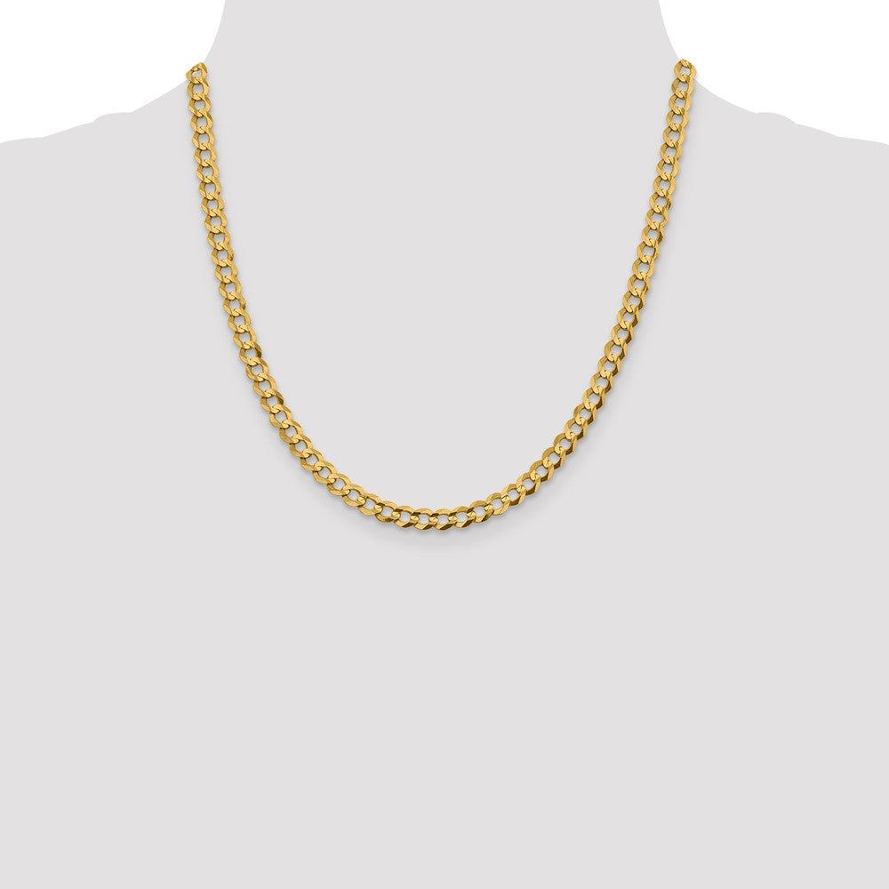 2 Inch 10K Yellow Gold 5.9mm Lightweight Flat Cuban Chain Necklace