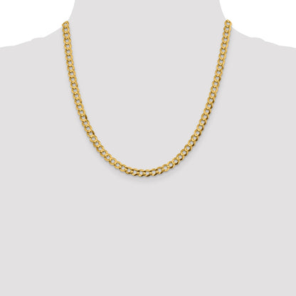 2 Inch 10K Yellow Gold 5.9mm Lightweight Flat Cuban Chain Necklace