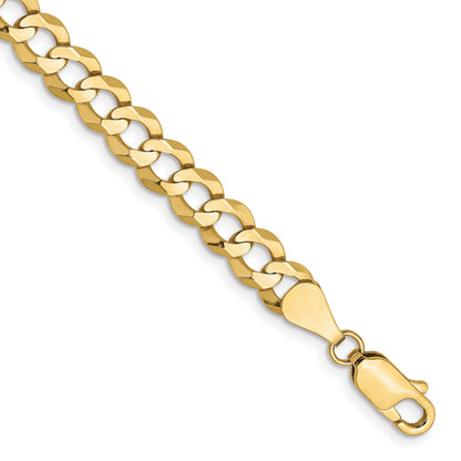 7 Inch 10K Yellow Gold 5.9mm Lightweight Flat Cuban Chain Bracelet
