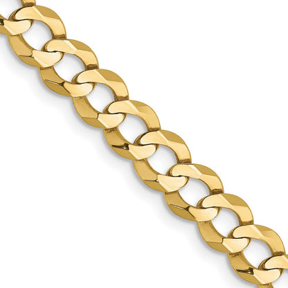 24 Inch 10K Yellow Gold 5.9mm Lightweight Flat Cuban Chain Necklace