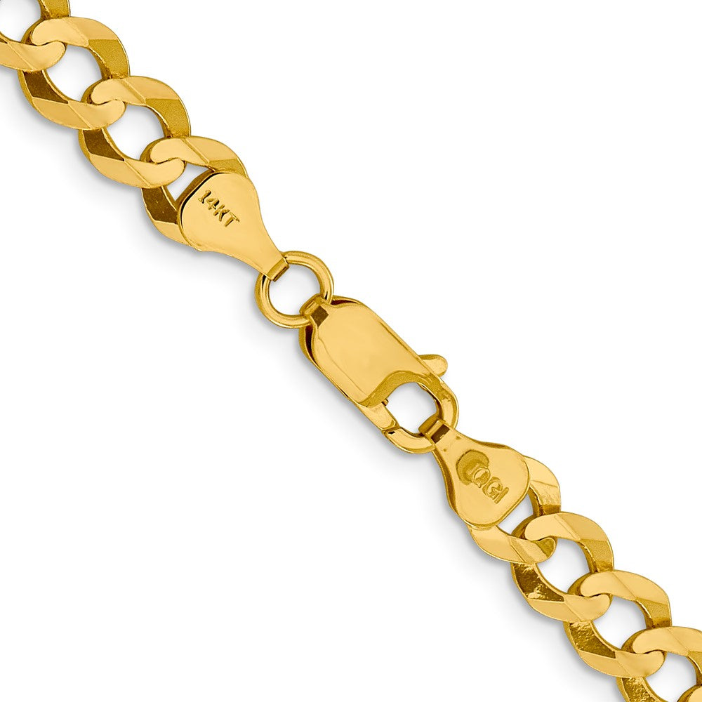 2 Inch 10K Yellow Gold 7.2mm Lightweight Flat Cuban Chain Necklace