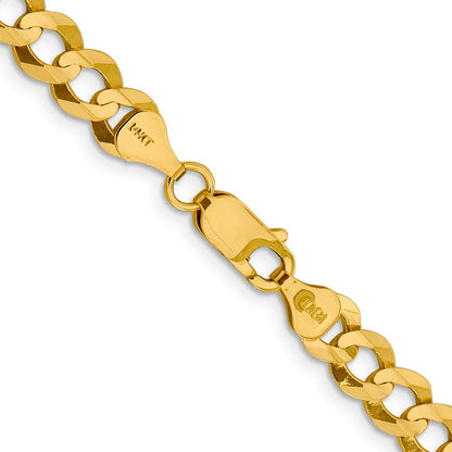 22 Inch 10K Yellow Gold 7.2mm Lightweight Flat Cuban Chain Necklace