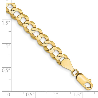 8 Inch 10K Yellow Gold 7.2mm Lightweight Flat Cuban Chain Bracelet