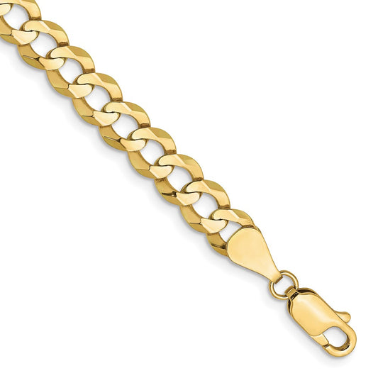 8 Inch 10K Yellow Gold 7.2mm Lightweight Flat Cuban Chain Bracelet