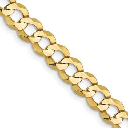 22 Inch 10K Yellow Gold 7.2mm Lightweight Flat Cuban Chain Necklace