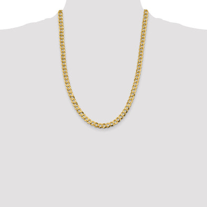 24 Inch 10K Yellow Gold 8.3mm Lightweight Flat Cuban Chain Necklace