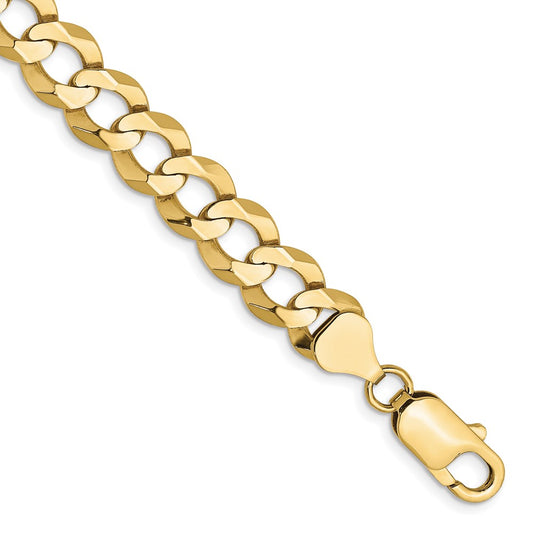 9 Inch 10K Yellow Gold 8.3mm Lightweight Flat Cuban Chain Bracelet