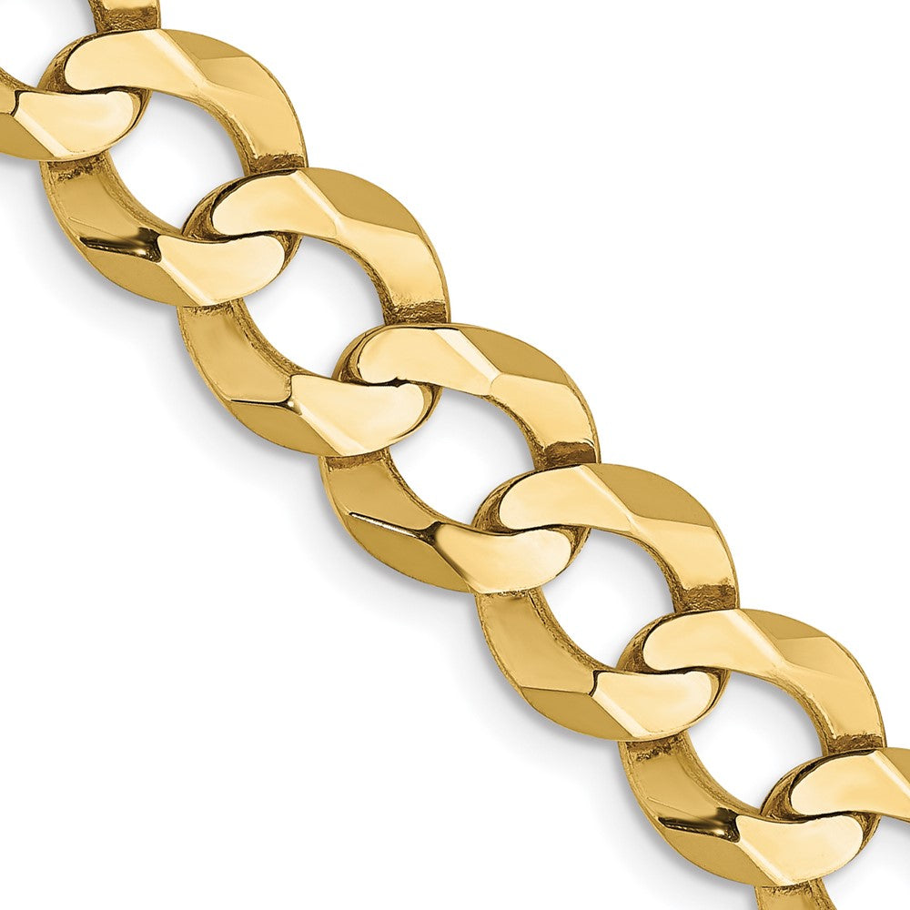 24 Inch 10K Yellow Gold 8.3mm Lightweight Flat Cuban Chain Necklace