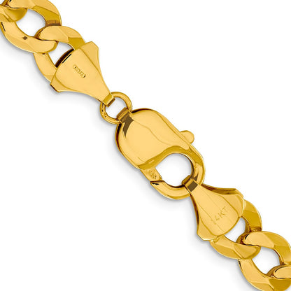 26 Inch 10K Yellow Gold 9.4mm Lightweight Flat Cuban Chain Necklace