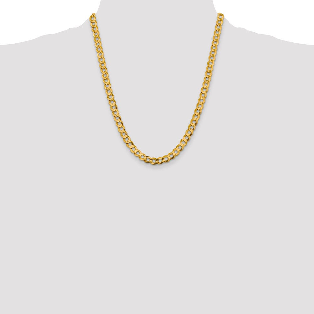 22 Inch 10K Yellow Gold 9.4mm Lightweight Flat Cuban Chain Necklace
