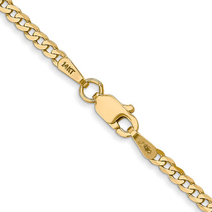 18 Inch 10K Yellow Gold 2.2mm Flat Beveled Curb Chain Necklace