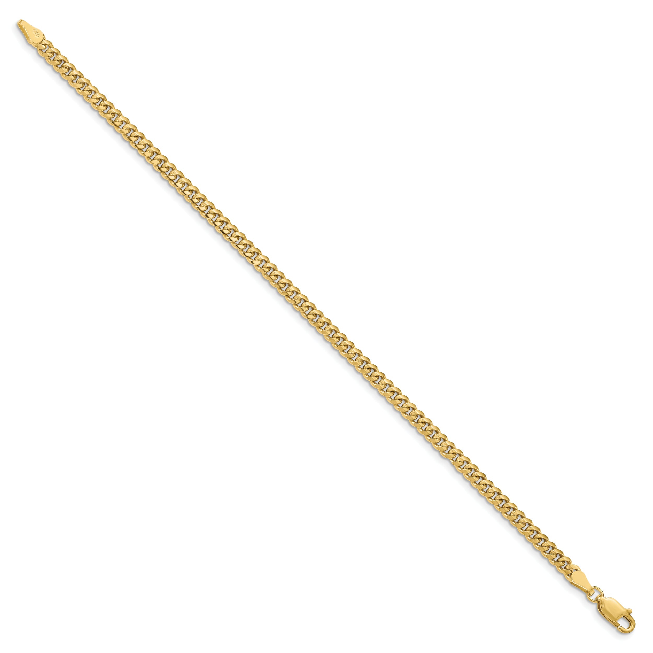 8 Inch 10K Yellow Gold 3.5mm Solid Miami Cuban Chain Bracelet