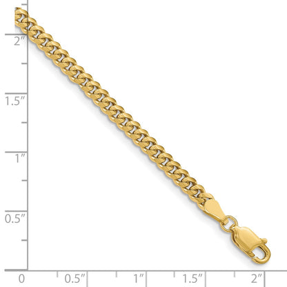 7 Inch 10K Yellow Gold 3.5mm Solid Miami Cuban Chain Bracelet