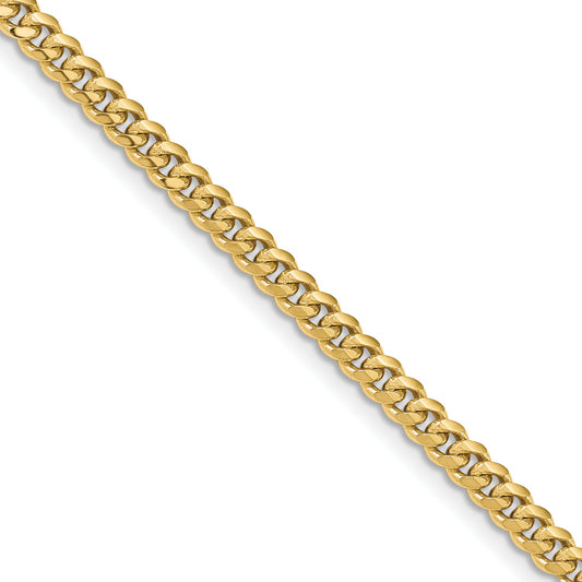 22 Inch 10K Yellow Gold 3.5mm Solid Miami Cuban Chain Necklace