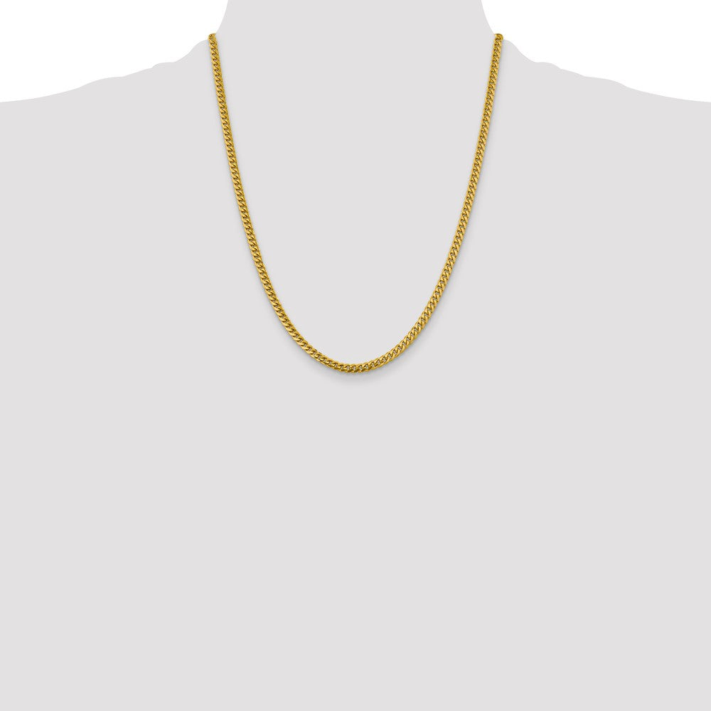22 Inch 10K Yellow Gold 4.25mm Solid Miami Cuban Chain Necklace