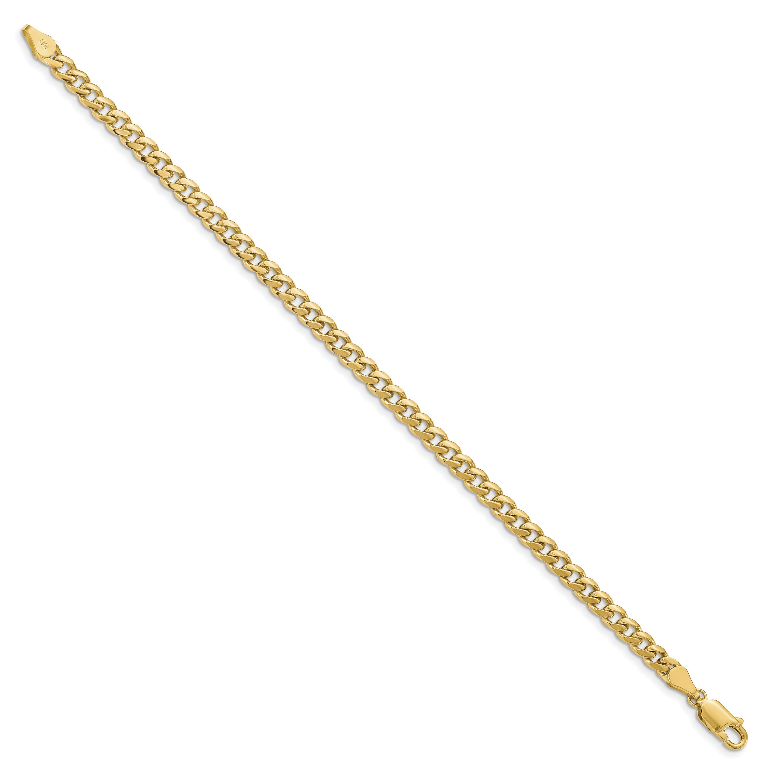 7 Inch 10K Yellow Gold 4.25mm Solid Miami Cuban Chain Bracelet