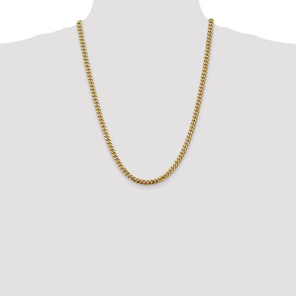 24 Inch 10K Yellow Gold 5mm Solid Miami Cuban Chain Necklace