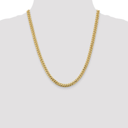22 Inch 10K Yellow Gold 5.5mm Solid Miami Cuban Chain Necklace