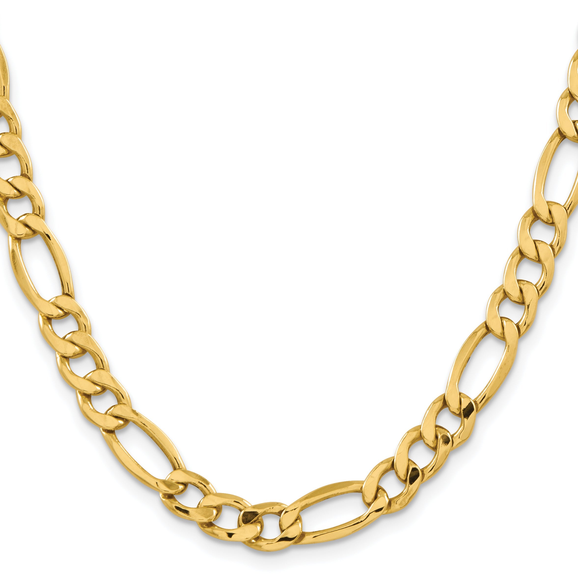 26 Inch 10K Yellow Gold 8.5mm Semi Solid Figaro Chain Necklace