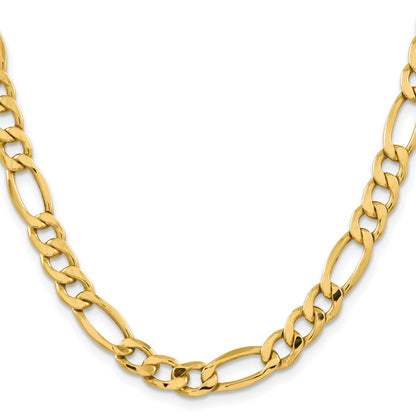 26 Inch 10K Yellow Gold 8.5mm Semi Solid Figaro Chain Necklace
