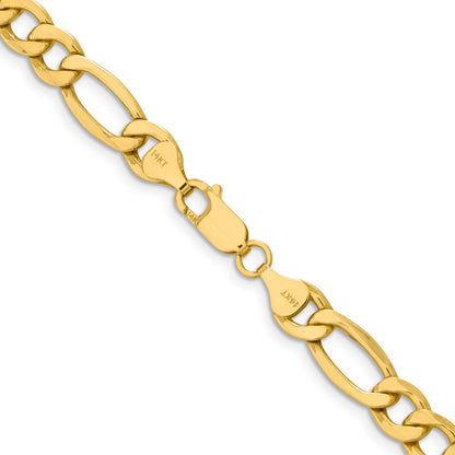 2 Inch 10K Yellow Gold 8.5mm Semi Solid Figaro Chain Necklace