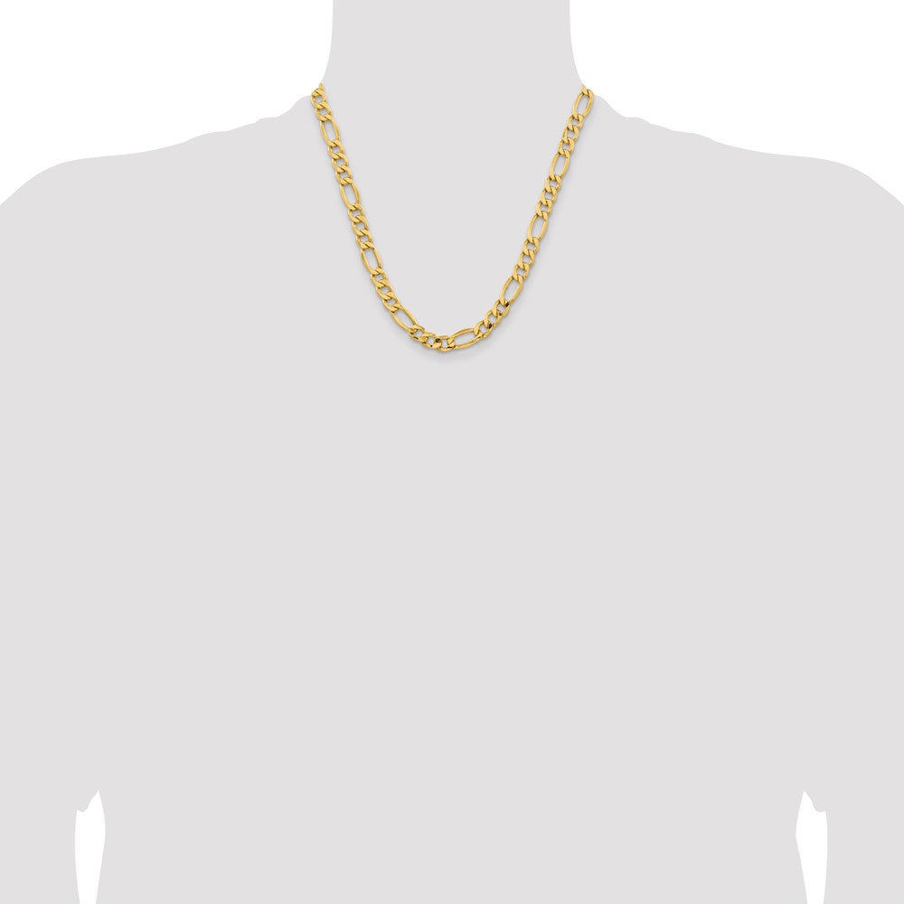 2 Inch 10K Yellow Gold 8.5mm Semi Solid Figaro Chain Necklace