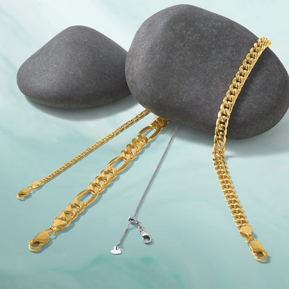 2 Inch 10K Yellow Gold 8.5mm Semi Solid Figaro Chain Necklace