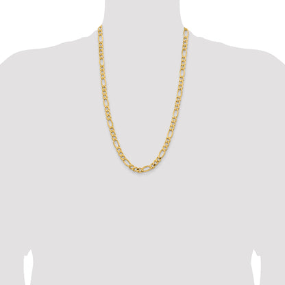 26 Inch 10K Yellow Gold 8.5mm Semi Solid Figaro Chain Necklace
