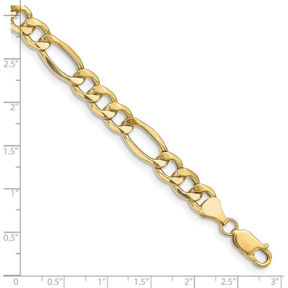 8 Inch 10K Yellow Gold 8.5mm Semi Solid Figaro Chain Bracelet