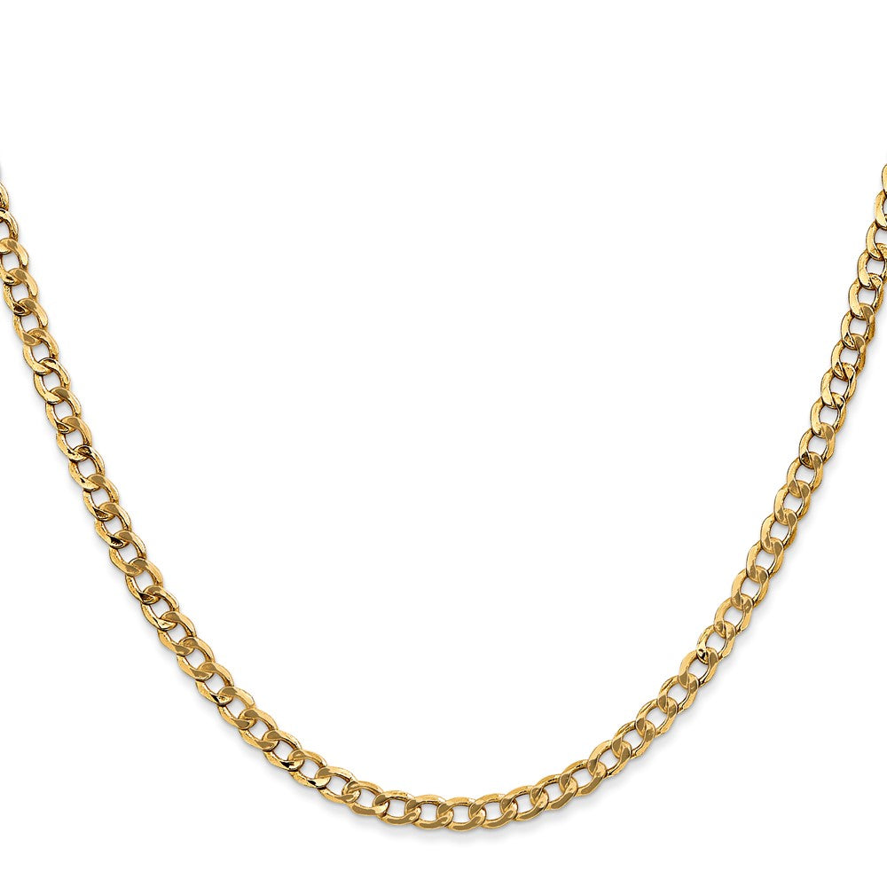 2 Inch 10K Yellow Gold 3.35mm Semi Solid Curb Link Chain Necklace