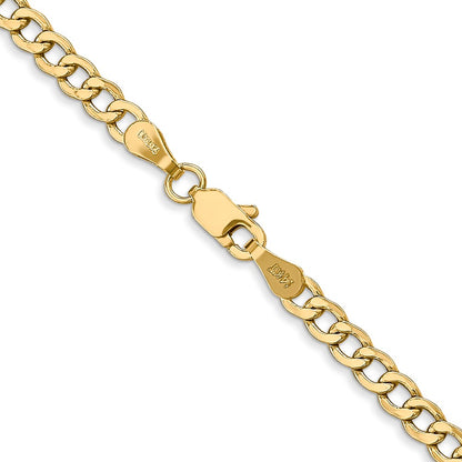 18 Inch 10K Yellow Gold 3.35mm Semi Solid Curb Link Chain Necklace